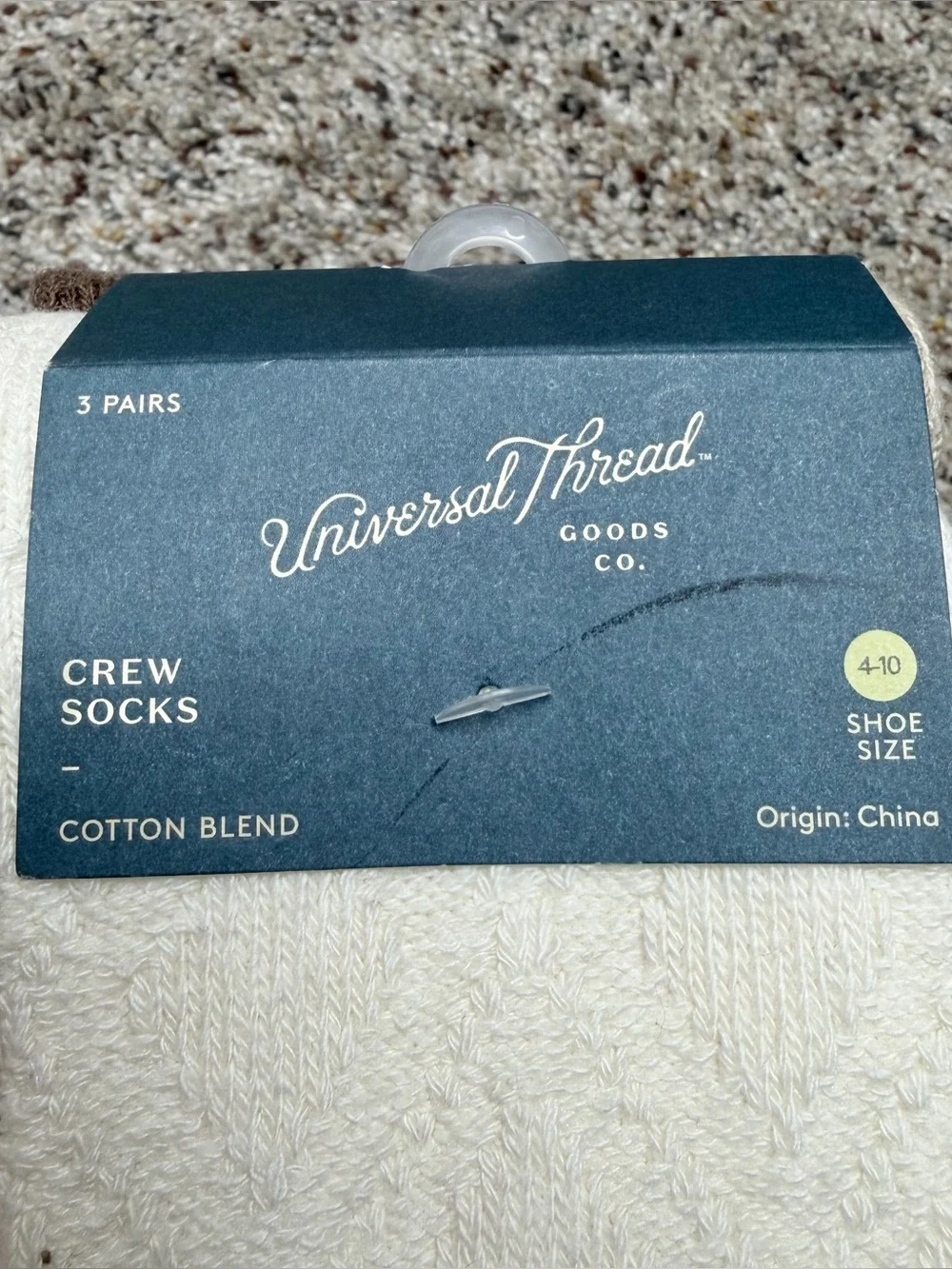 Universal Thread 3 Pack Cotton Blend Crew Socks White Brown Tan Neutral 4-10 NWT